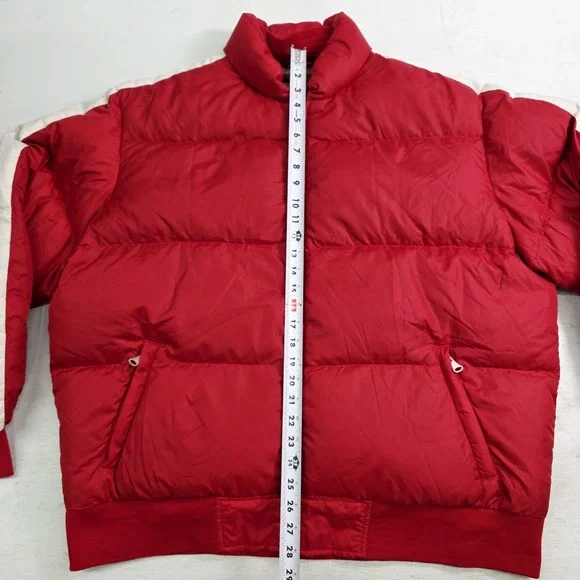 Vintage Polo Ralph Lauren Red White Stripe Down Puffer Jacket Coat Men's XL EUC